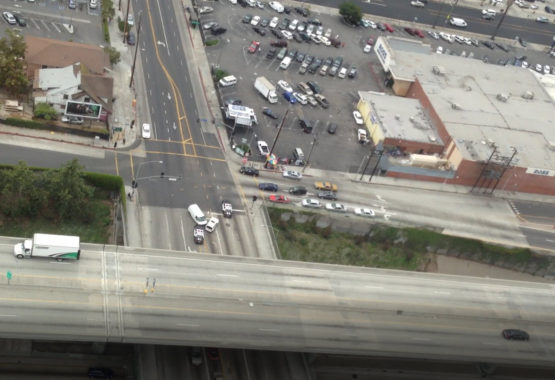 (Click Here to Play Video) View from inside LAPD helicopter pursuit stolen van in LA
