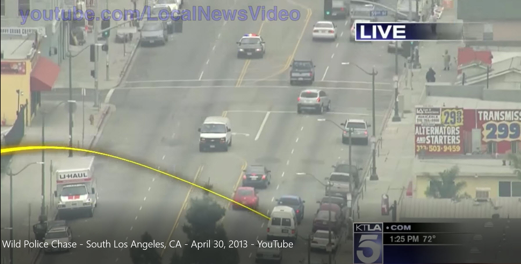(Click Here to Play Video) Same LAPD pursuit in South Central LA – Channel 5 news view
